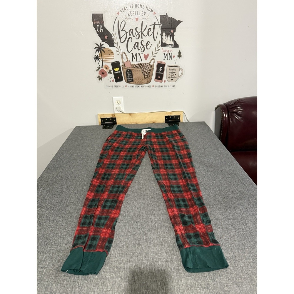 Little Sleepies Women's Pajama Pants Sz M Red Green Plaid Bamboo Knit Drawstring
